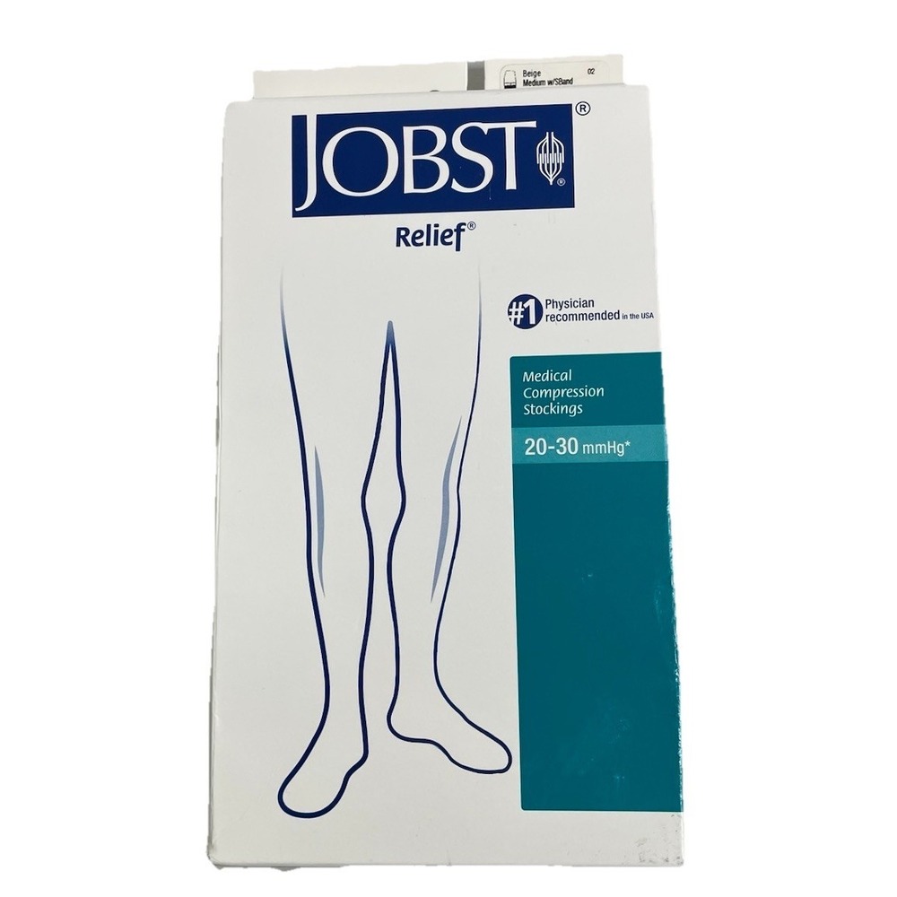 Lot Of 3 Jobst Relief Medical Compression Stockings 20-30 mmHg Beige Open Toe M